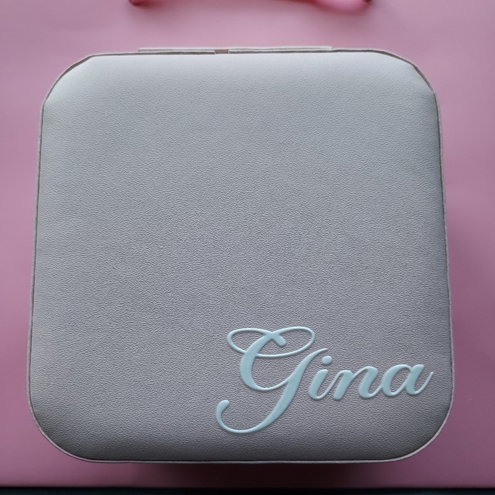 Jewelry Gift Pink Mini Jewelry Case Travel Tote Personalized GINA